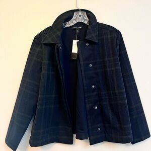 NWT Banana Republic Petite Short Plaid Jacket in Navy
